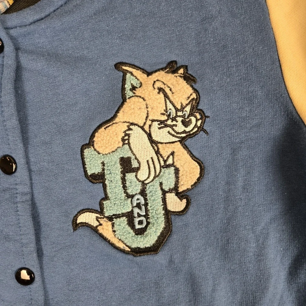 Tom And Jerry Varsity Jacket Youth Kids XL Snap Cartoon‎ Patch Letterman Vintage